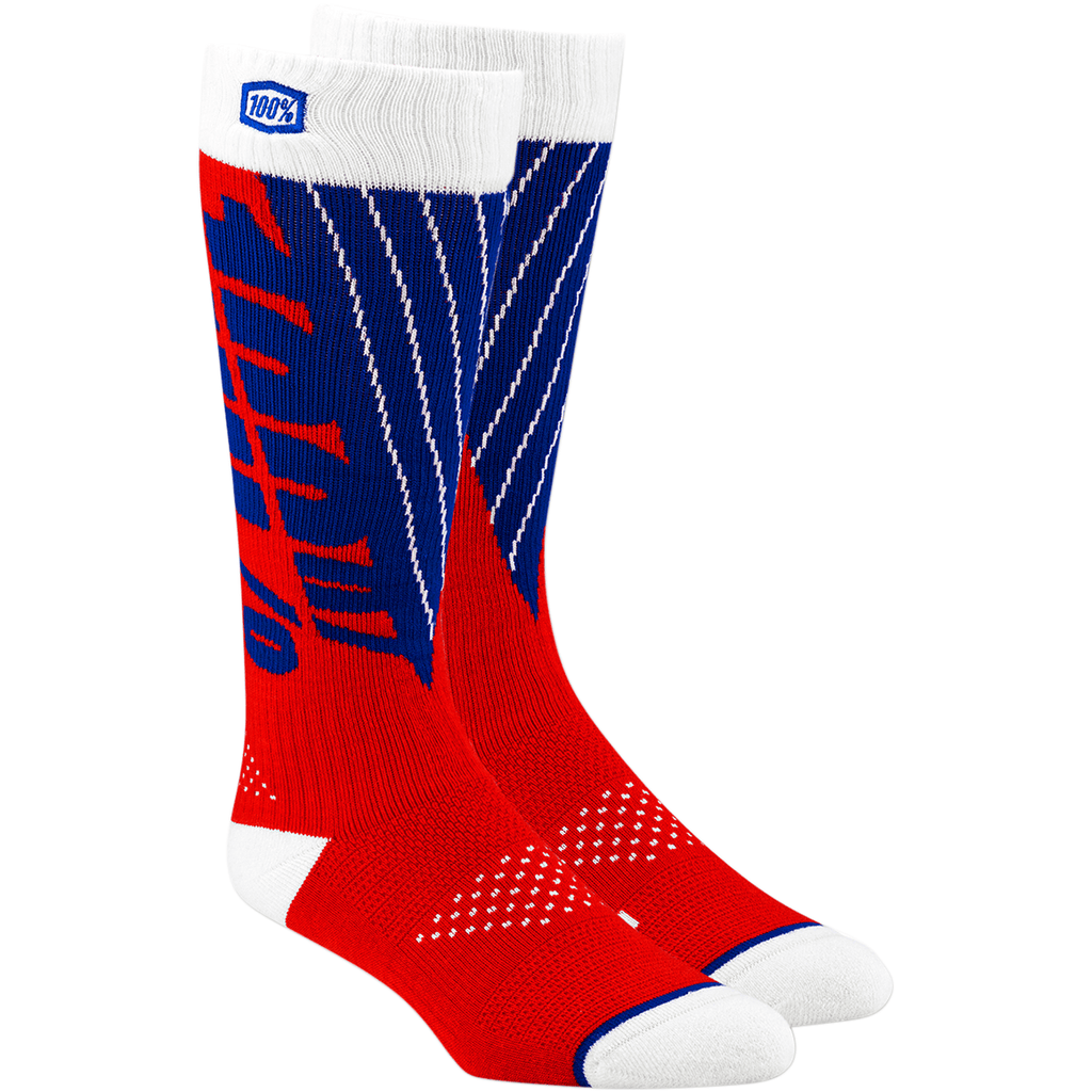 100% Socks Red/Blue / Large/XL 100% Torque Comfort Moto Socks - Black/Gray - Large/XL
