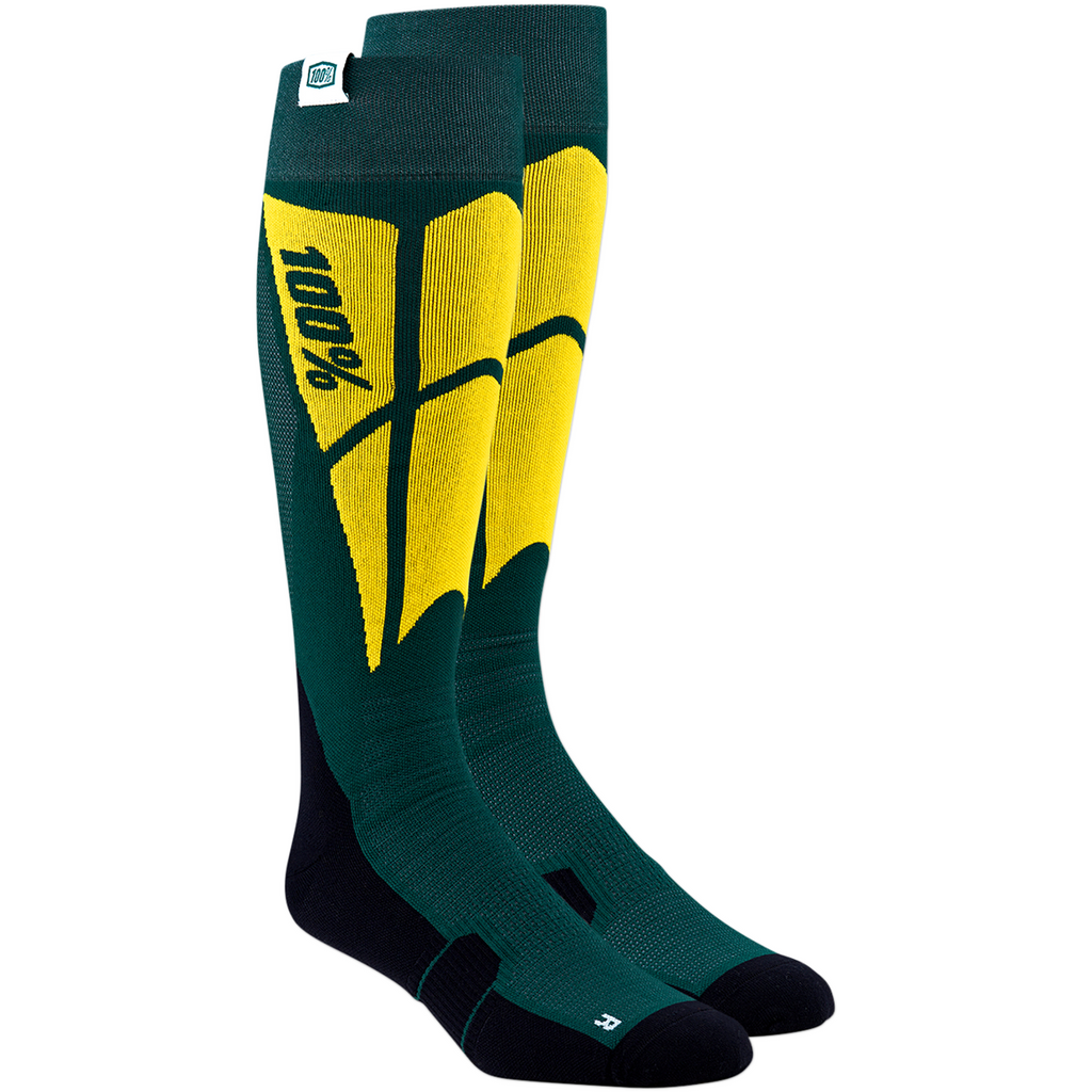 100% Hi-Side Performance Socks - Green - Large/XL