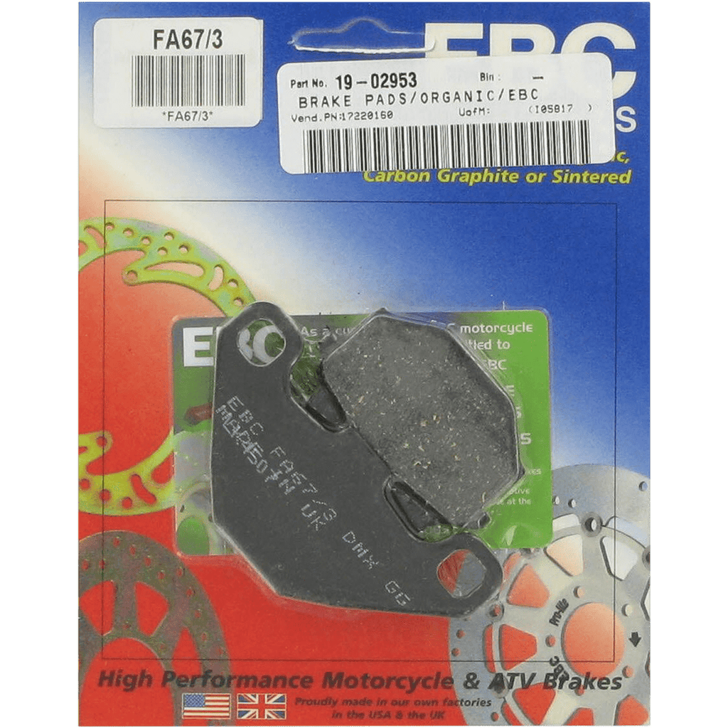 EBC Brake Pads Ebc Organic Brake Pads - KLR 650 - FA67/3